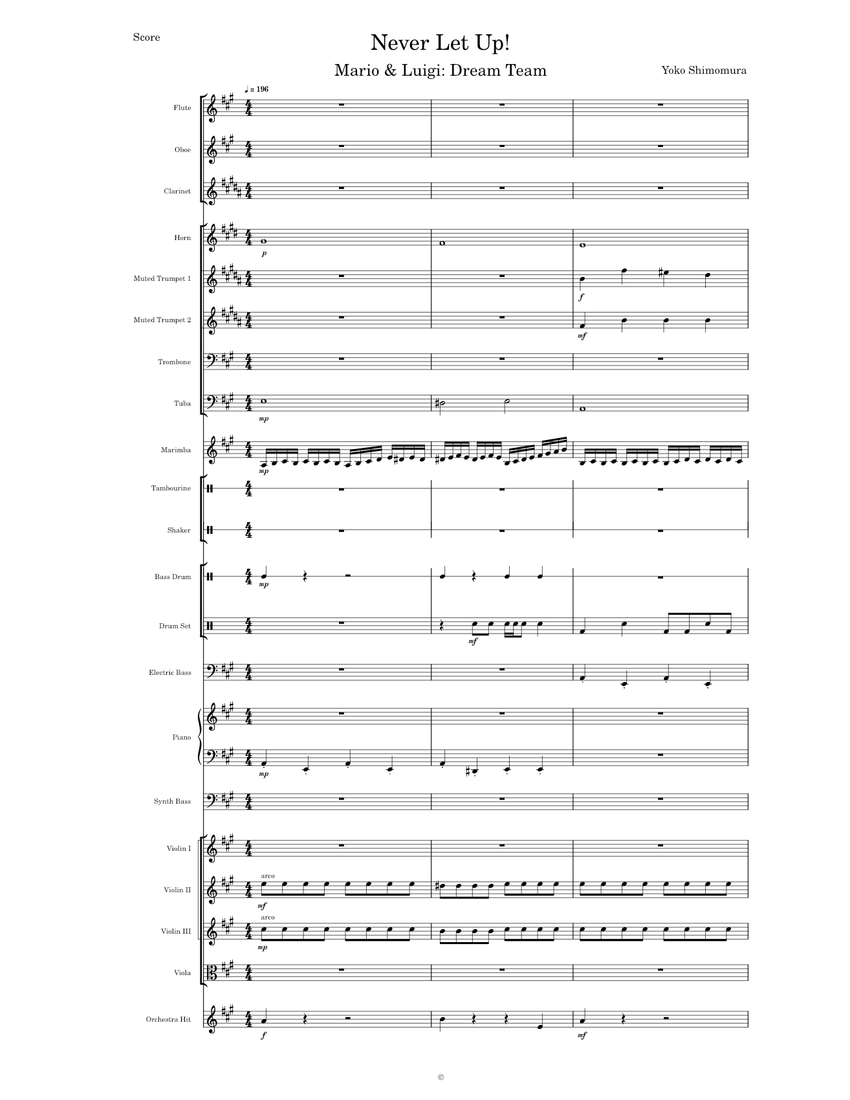 Never Let Up! (Mario & Luigi: Dream Team) - Transcribed Score Sheet ...
