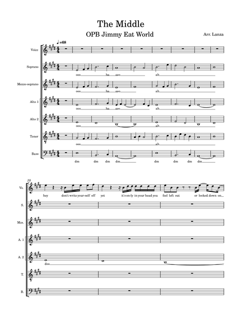 The Middle (Arr. Stephen Lanza) - Jimmy Eat World (Choral, SATB)