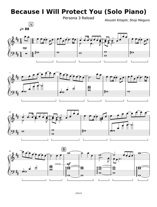 Persona 3 Reload - Because I Will Protect You (Solo Piano)