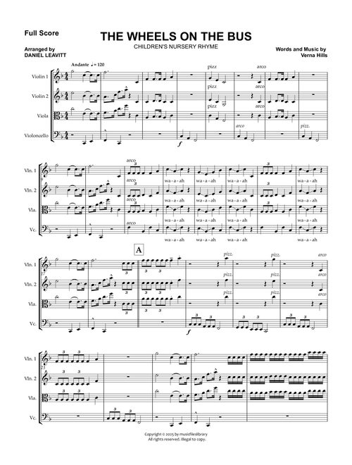 The Wheels On The Bus (Arr. Daniel Leavitt) - Verna Hills (String Quartet)