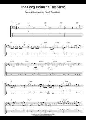 Free The Song Remains The Same by Led Zeppelin sheet music 