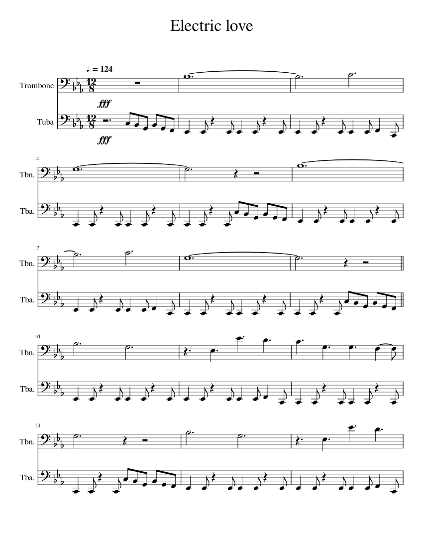 Electric love Sheet music for Trombone Tuba Brass Duet Musescore