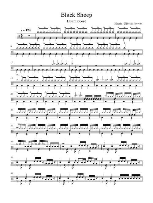 Black sheep – Metric Black Sheep Drum Score