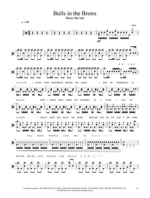 Bulls In The Bronx (Arr. Cyril Mayer) - Pierce The Veil (Drums)