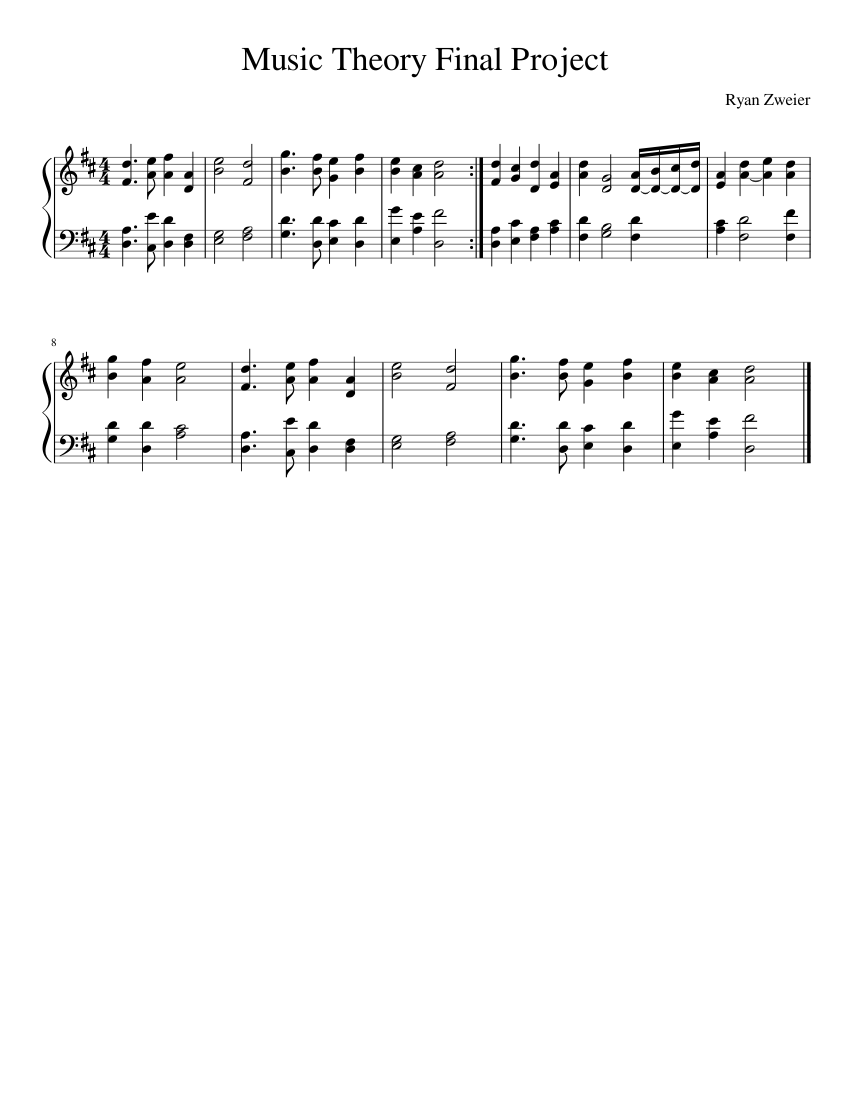 Music Theory Final Project Sheet Music for Piano (Solo) Easy ...