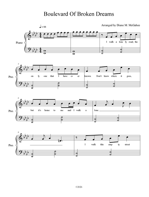 The Boulevard Of Broken Dreams (Arr. Arranged by Diane M. McGahee) - Harry Warren, Al Dubin (Piano Vocal)