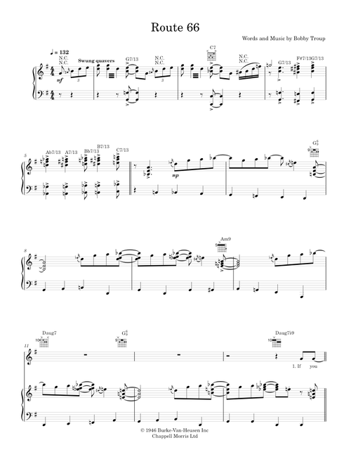 Route 66 - Nat King Cole (Piano-Voice)