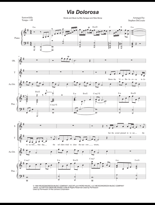 Via Dolorosa (Arr. Stephen DeCesare) - Sandi Patty (Voice Duet and Piano)