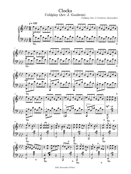 Clocks – Coldplay (arr: J. Goodwin)