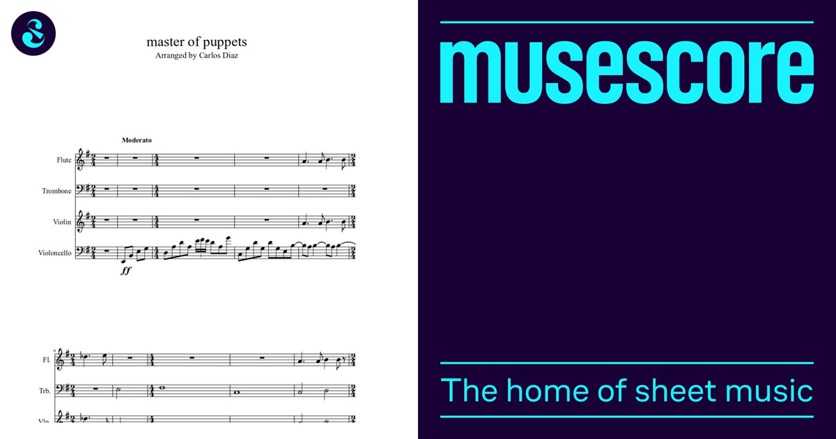 master of puppets Sheet Music for Trombone, Flute, Violin (Mixed