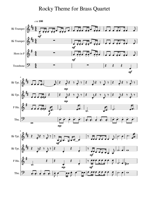 Rocky theme for brass quartet