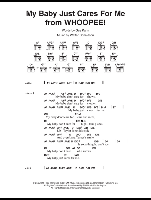 My Baby Just Cares For Me - Nina Simone (Guitar Chords-Lyrics)