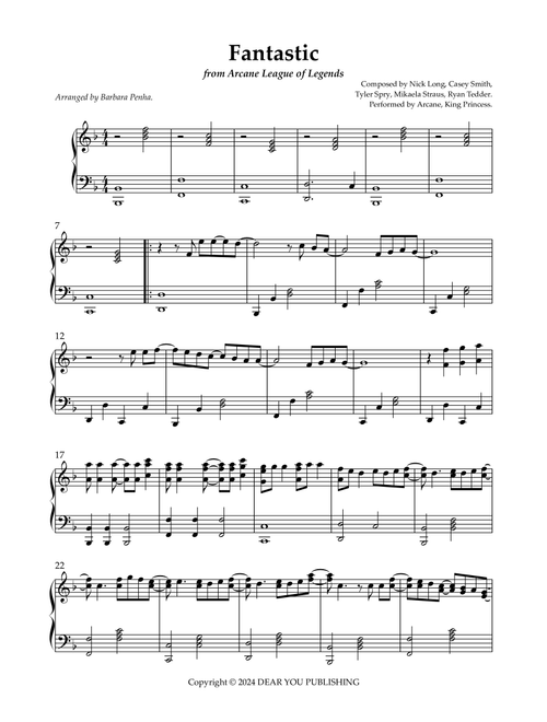 Fantastic (Arr. Barbara Penha) - King Princess (Piano Solo)