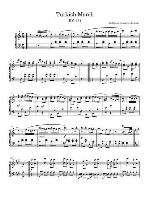 Turkish March KV. 331 (Wolfgang Amadeus Mozart)