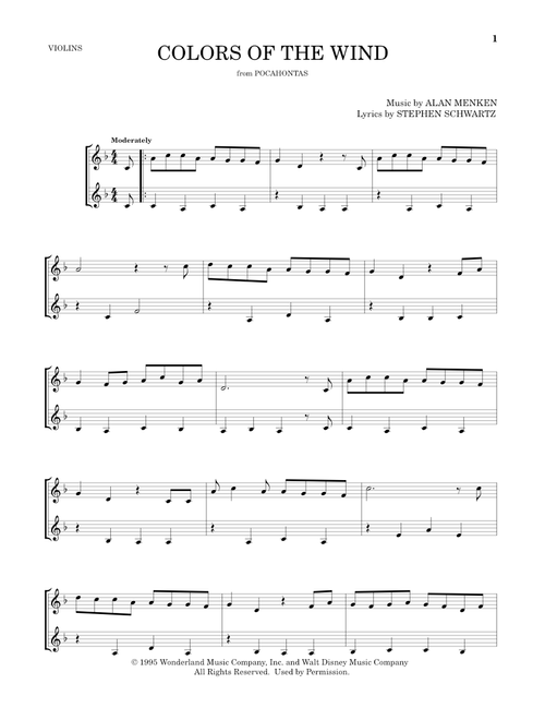 Colors Of The Wind (from Pocahontas) (arr. Mark Phillips) - Vanessa Williams (Violin Duet)