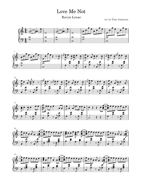 Love Me Not – Ravyn Lenae sheet music arranged by t1mmy23 for Solo