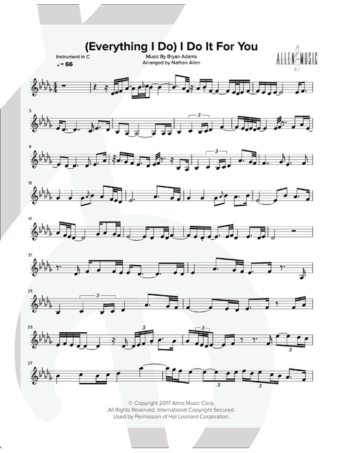 (Everything I Do) I Do It For You (Arr. Nathan Allen) - Bryan Adams (Small Ensemble)