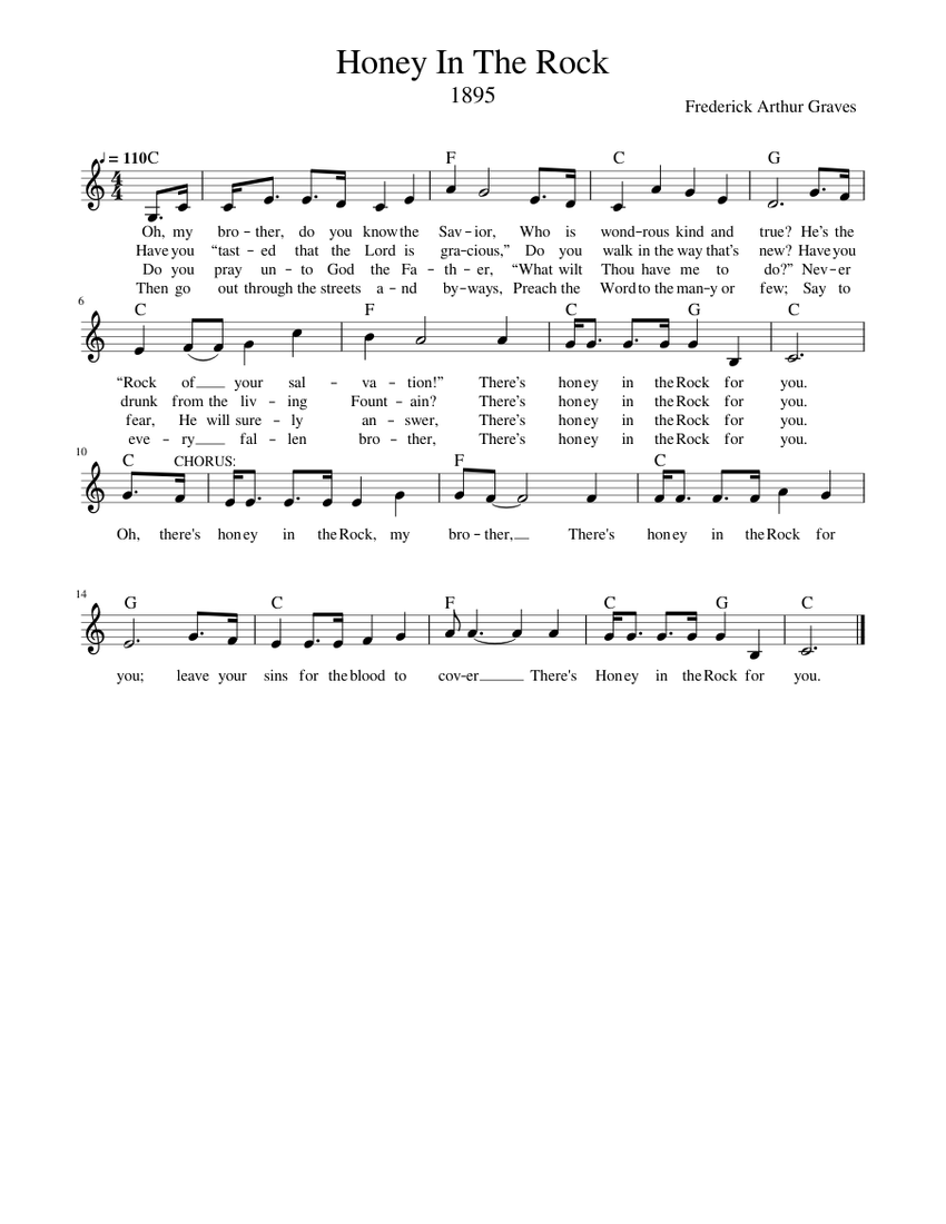 Honey In The Rock Sheet music for Piano (Solo) Honey In The Rock Sheet music for Piano (Solo)
