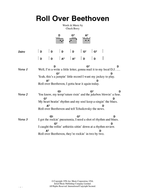 Roll Over Beethoven - Chuck Berry (Guitar Chords-Lyrics)