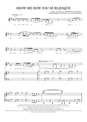 Free Show Me How You Burlesque by Christina Aguilera sheet music