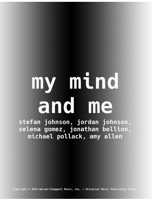 My Mind & Me (Arr. Jeff Tincher) - Selena Gomez (Piano-Vocal-Guitar (Piano Accompaniment))