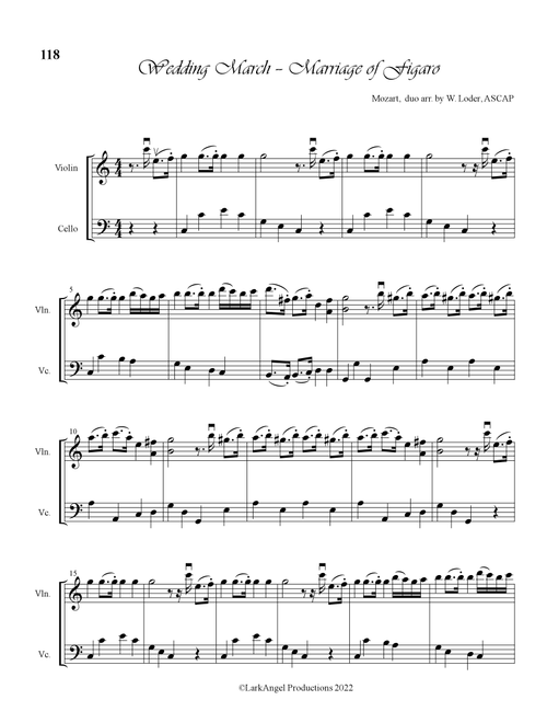 Wedding March from "Marriage of Figaro" (Arr. Wendy Loder, ASCAP) - W. A. Mozart (Instrumental Duet)