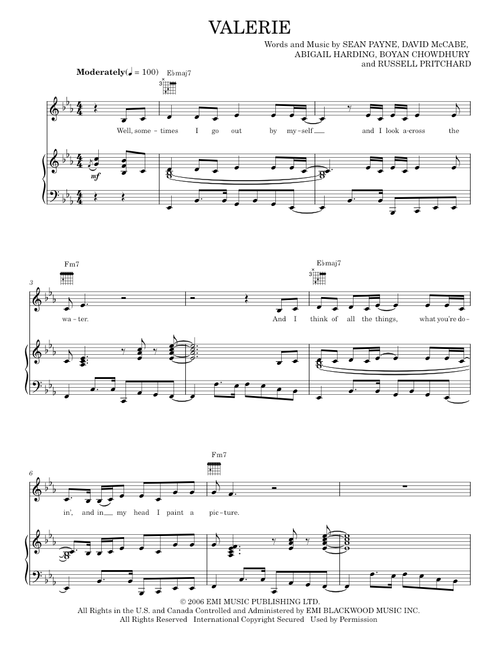 Valerie - Amy Winehouse (Piano-Vocal-Guitar)