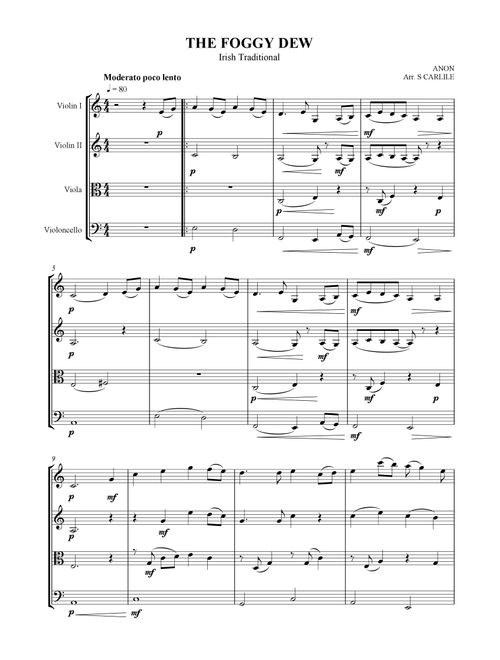 The Foggy Dew (Arr. SCMusic) - Irish Traditional (String Quartet)