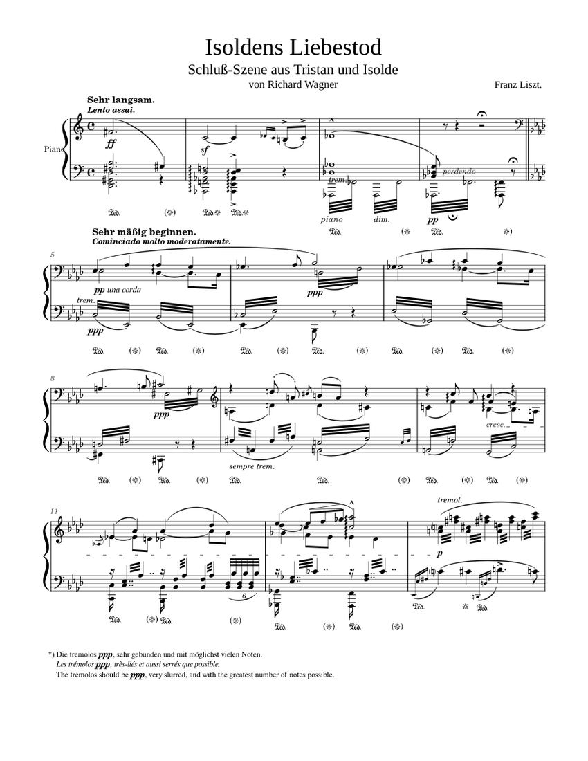 Wagner/Liszt - Isoldens Liebestod Sheet Music for Piano
