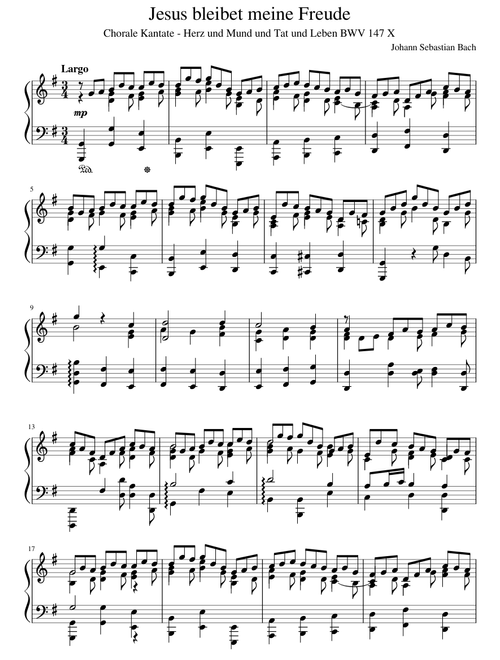 Jesus bleibet meine Freude BWV 147 Johann Sebastian Bach Piano