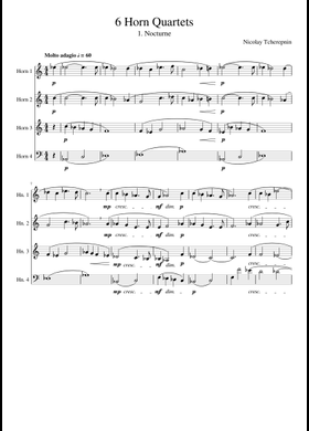Free 6 Horn Quartets, Op.35 by Nikolay Tcherepnin sheet