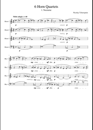6 Horn Quartets Sheet Music for French horn (Mixed Quartet