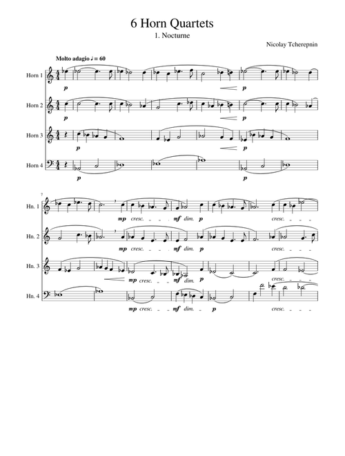 Tcherepnin - Nocturne (Horn Quartet)