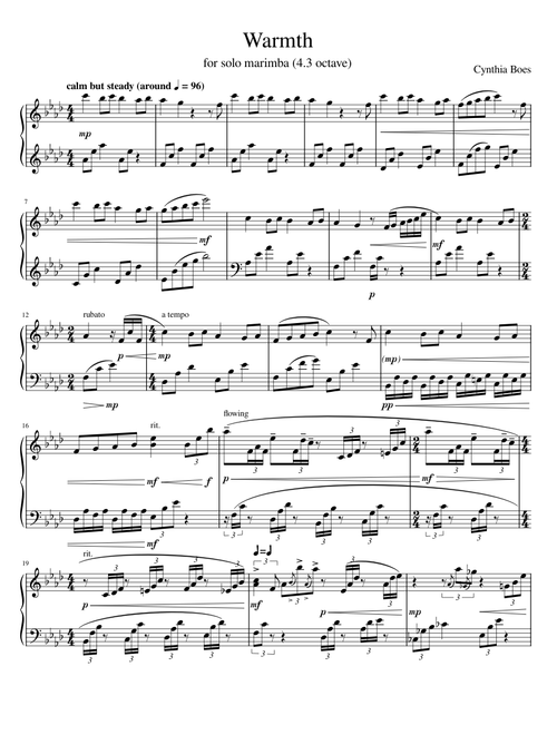 Warmth - 4.3 octave marimba solo