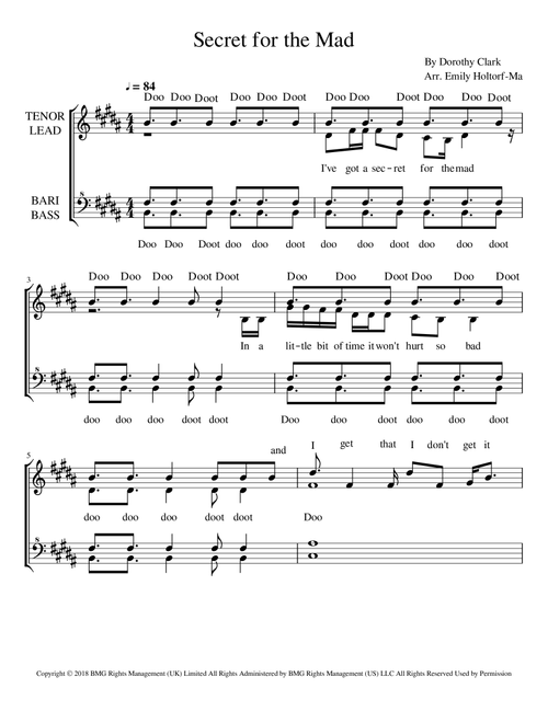 Secret For The Mad (Arr. Emily Holtorf-Ma) - Dodie Clark (Choral, SSAA)