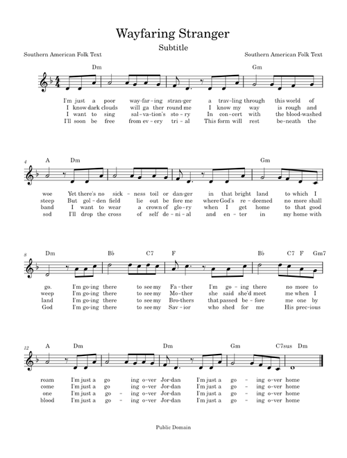 Wayfaring Stranger – Southern American Folk Hymn Wayfaring Stranger F