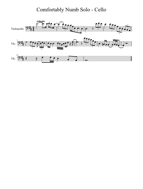Comfortably Numb First Solo - Cello