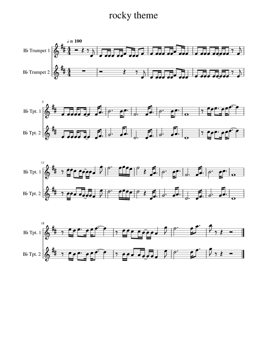 Rocky Theme Sheet Music For Trumpet In B-flat (Brass Duet) | Musescore.com