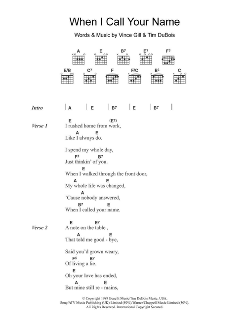 When I Call Your Name - Vince Gill (Guitar Chords-Lyrics)