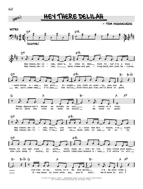 Hey There Delilah - Plain White T's (Real Book - Melody-Chords-Lyrics)