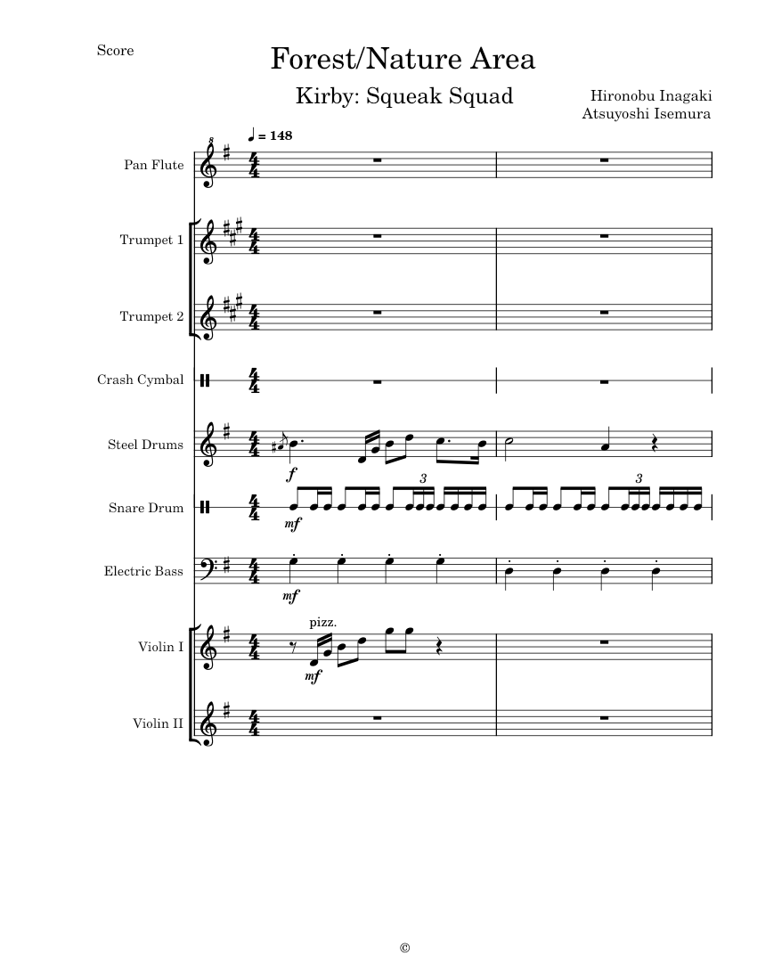 Forest/Nature Area (Kirby Squeak Squad) Transcribed Score Sheet