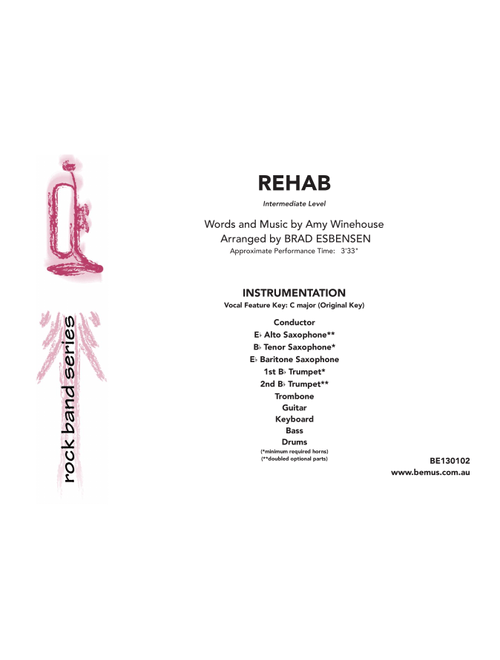 Rehab (Arr. Brad Esbensen) - Amy Winehouse (Large Ensemble)