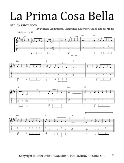 La Prima Cosa Bella (Arr. Enea Acco) - Nicola Di Bari (Lead Sheet - Fake Book)