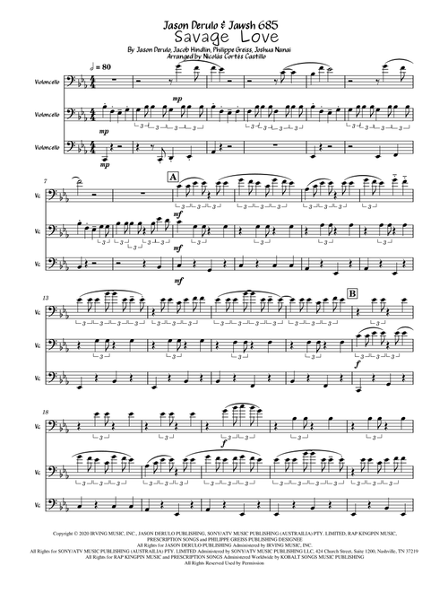 Savage Love (Arr. Nicolás Cortés Castillo) - Jason Derulo & Jawsh 685 (Cello Solo)