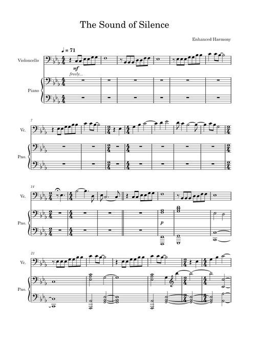 The Sound of Silence(piano/cello) - Enhanced Harmony