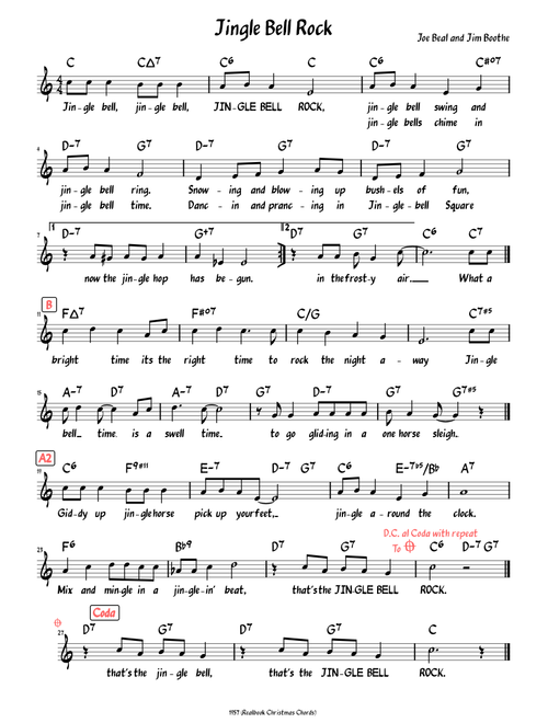 Jingle Bell Rock (Lead sheet with lyrics )