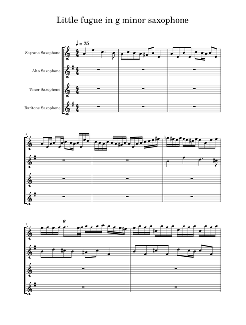 Little fugue in g nminor saxophone