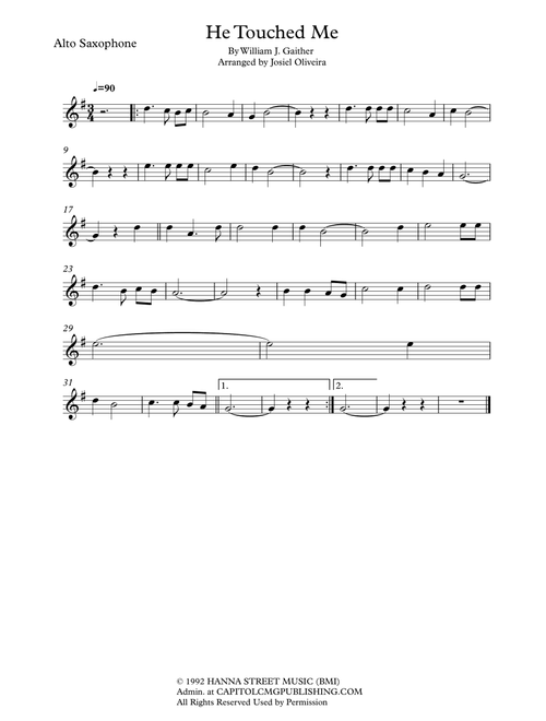 He Touched Me (Arr. Josiel Oliveira) - William J. Gaither (Alto Sax Solo)