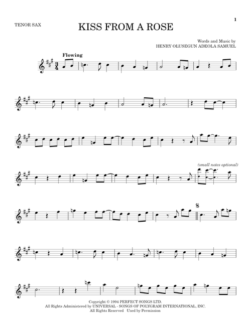Kiss From A Rose - Seal (Tenor Sax Solo)