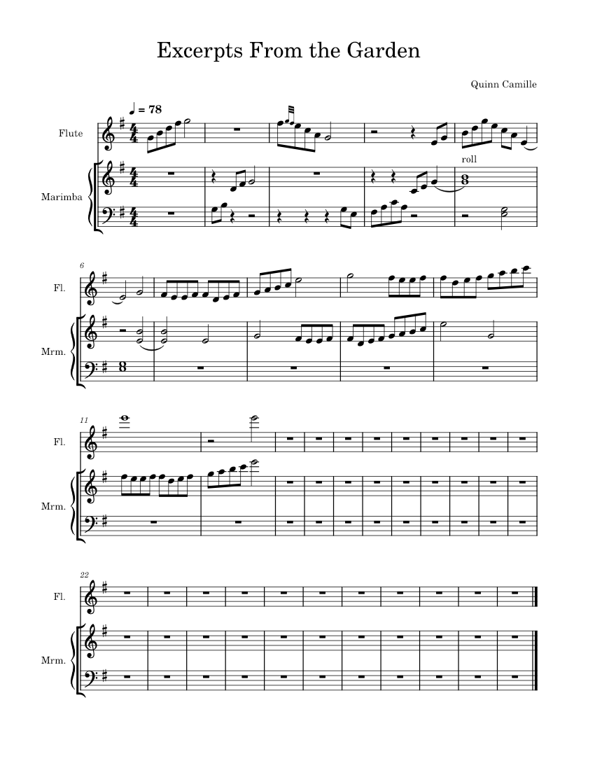 Excerpts_From_the_Garden Sheet music for Flute, Marimba (Mixed Duet